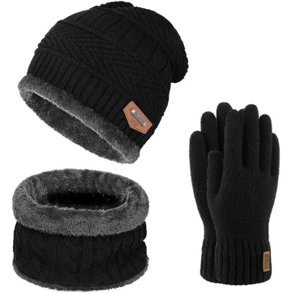 Warm Winter Beanie Hat & Scarf Set Stylish Knit Skull Cap for Men Women (05